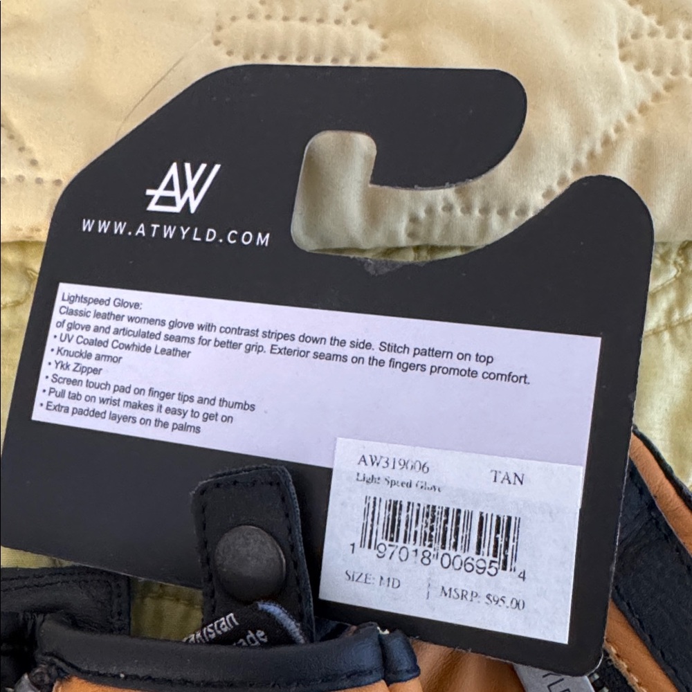 Women's Tan and Black motorcycle gloves - Picture 3 of 7